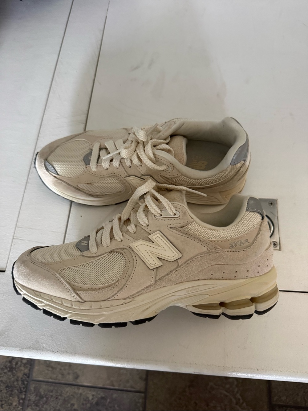 New Balance 2002R Beige Cream Athletic Sneakers